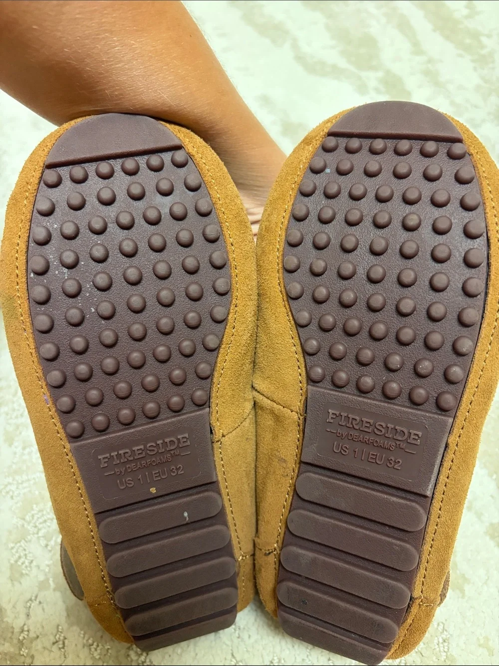 Kids Brown Faux-Suede Moccasin Slippers - Cozy Lined Casual House Shoes